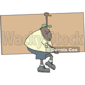 Cartoon Black Male Worker Carrying a Giant Board © djart #1624958