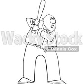 Cartoon Lineart Tough Black Business Man Batting in a Baseball Game © djart #1625447