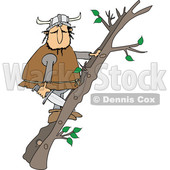 Cartoon Viking Climbing a Ladder Made of Tree Branches © djart #1625452