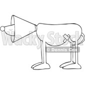 Cartoon Black and White Injured Dog Wearing a Cone © djart #1625608