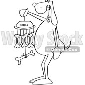 Cartoon Black and White Dog Holding a Bone Wind Chime © djart #1625826
