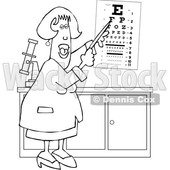 Cartoon Black and White Female Eye Doctor Pointing to a Chart © djart #1627658