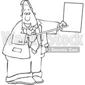 Cartoon Black and White Business Man Pointing to a Piece of Paper © djart #1630763