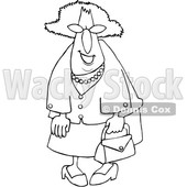 Cartoon Black and White Smiling Stylish Granny © djart #1630764
