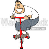 Cartoon White Man Playing on a Pogo Stick © djart #1630770