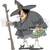 Sick Chubby Witch with a Thermometer in Her Mouth and Tissues in Hand © djart #1632264