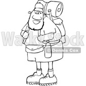 Cartoon Lineart Happy Black Male Hiker with Gear © djart #1632447