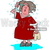 Cartoon White Woman Spraying Herself down During a Hot Flash © djart #1632448