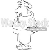 Cartoon Black and White Chubby Balding Male Jogger in Sweats © djart #1632895