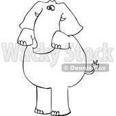 Cartoon Black and White Elephant Begging © djart #1633278