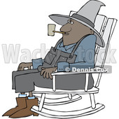 Cartoon Senior Black Man Smoking a Pipe and Sitting in a Rocking Chair © djart #1633292