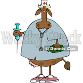 Cartoon Cow Nurse Holding a Syringe © djart #1634219