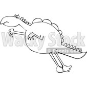 Cartoon Black and White Leaping Dinosaur © djart #1636250