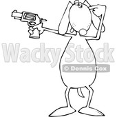 Cartoon Black and White Dog Shooting a Gun © djart #1637312