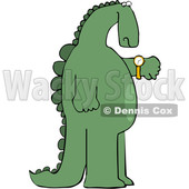 Cartoon Dinosaur Checking the Time on His Wrist Watch © djart #1637327