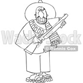 Cartoon Black and White Armed Bandito Holding a Rifle © djart #1637681