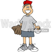 Cartoon Happy White Boy with a Baseball and Glove © djart #1637683