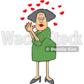 Cartoon White Woman Clasping Her Hands Together Under Love Hearts © djart #1637805