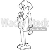Cartoon Black and White Absentminded Senior Man © djart #1641082