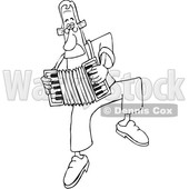 Cartoon Black and White Man Dancing and Playing an Accordion © djart #1641083