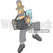 Cartoon White Man Dancing and Playing an Accordion © djart #1641091