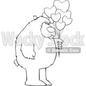 Cartoon Black and White Bear Holding Valentine Balloons © djart #1641474