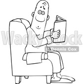 Cartoon Black and White Man Reading in a Chair © djart #1643634