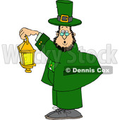 Cartoon St Patricks Day Leprechaun Holding a Lantern © djart #1647987