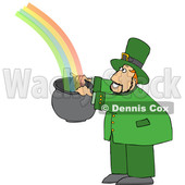 Cartoon Leprechaun Catching a Rainbow in a Pot © djart #1648885