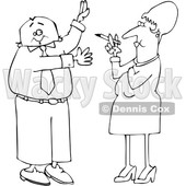 Cartoon Black and White Business Man Waving Away Smoke from a Woman © djart #1651746