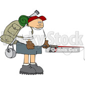 Cartoon Man Wearing a Backpack with Fishing Gear © djart #1652648
