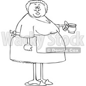 Cartoon Lineart Woman Wearing an Apron and Holding a Tea Cup © djart #1655916
