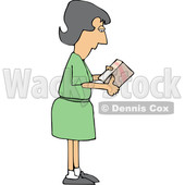 Cartoon Caucasian Woman Reading Ingredients on a Boxed Product © djart #1656322