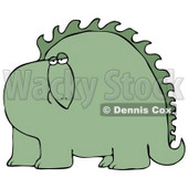 Big Green Dinosaur With Spikes Along His Back, Looking At The Viewer With A Bored Or Sad Expression Clipart Image Graphic © djart #16626