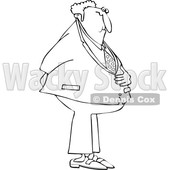 Cartoon Black and White Businessman Holding His Stomach and Butt © djart #1662829
