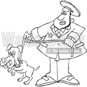 Cartoon Lineart Dog Catcher wIth a Pooch on a Leash © djart #1664050