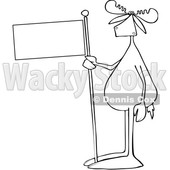 Cartoon Lineart Moose Holding a Blank Flag © djart #1665681