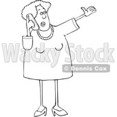 Cartoon Lineart Talkative Woman Yaking Away on a Cell Phone © djart #1665682