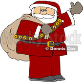 Cartoon Santa Claus Waving and Carrying a Christmas Sack © djart #1666029