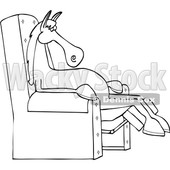 Cartoon Black and White Horse Sleeping in a Reclining Chair © djart #1669140