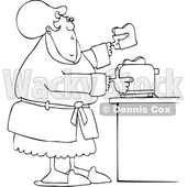 Cartoon Lineart Lady Making Toast © djart #1669141
