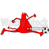 Cartoon Red Devil Playing Soccer © djart #1680798