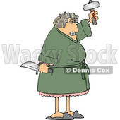 Angry Wife Holding a Knife and Hammer © djart #1688992