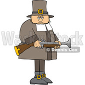 Cartoon Pilgrim Holding a Blunderbuss Rifle © djart #1692065