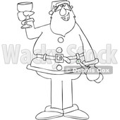 Cartoon Black and White Santa Giving a Christmas Toast © djart #1692314