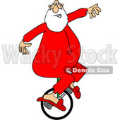 Cartoon Santa Riding a Unicycle in His PJs © djart #1692322