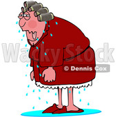 Cartoon Woman Sweating During a Hot Flash © djart #1693413