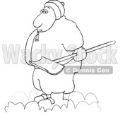 Cartoon Chubby Guy Holding a Snow Shovel © djart #1693810
