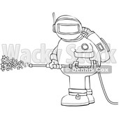 Cartoon Chubby Astronaut Spraying Stars with a Pressure Washer © djart #1694590