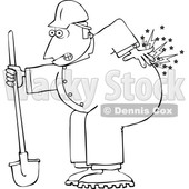 Cartoon Male Worker with Back Pain from Digging © djart #1694779